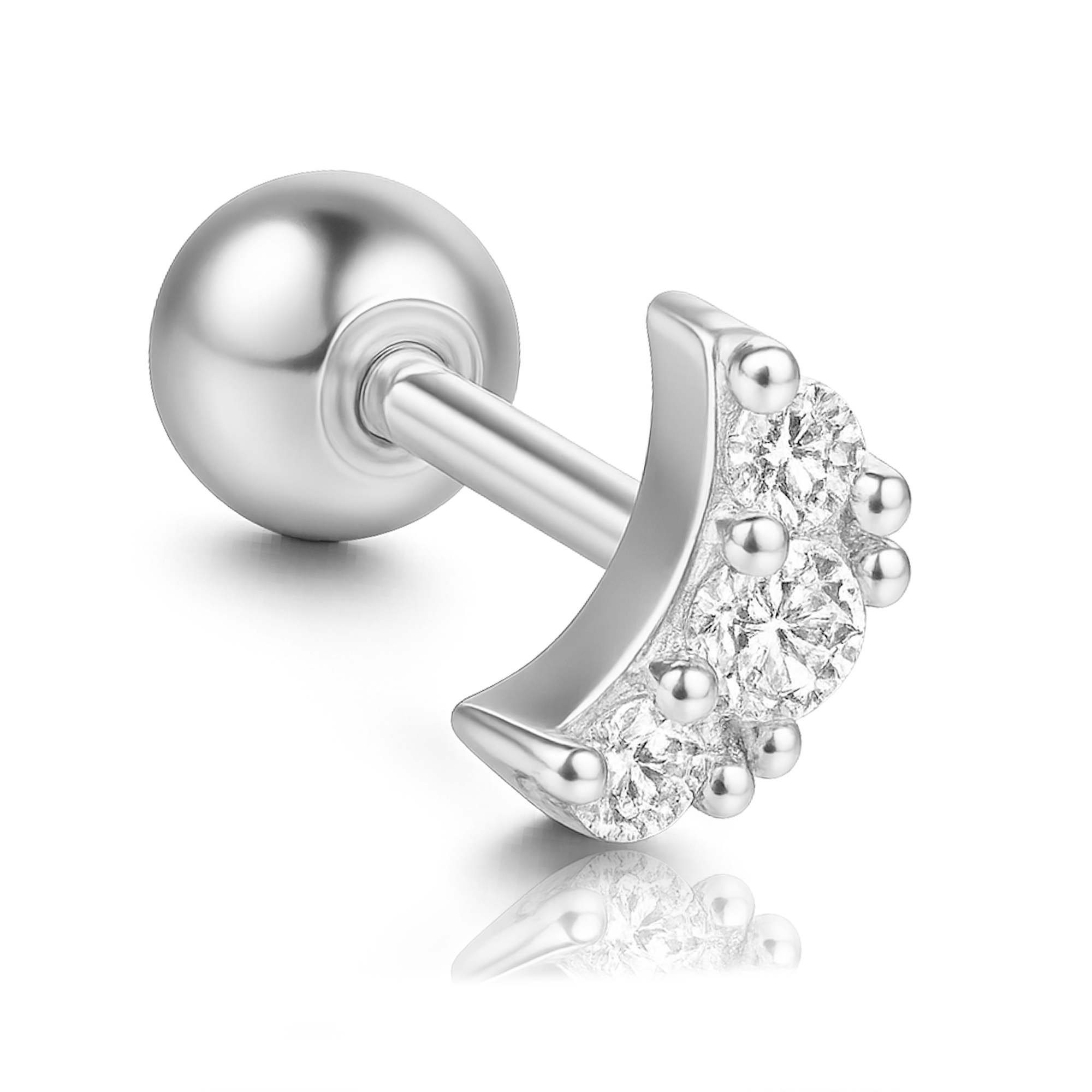 Pendiente Mini Shiny Moon Plata