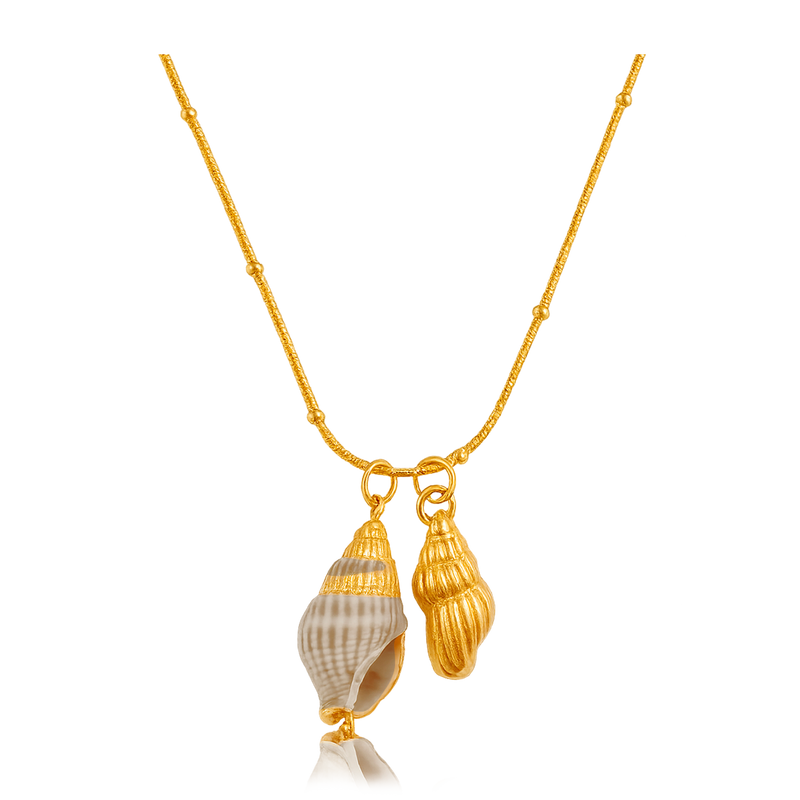 Collar Oceana Caracola Marina Natural Oro