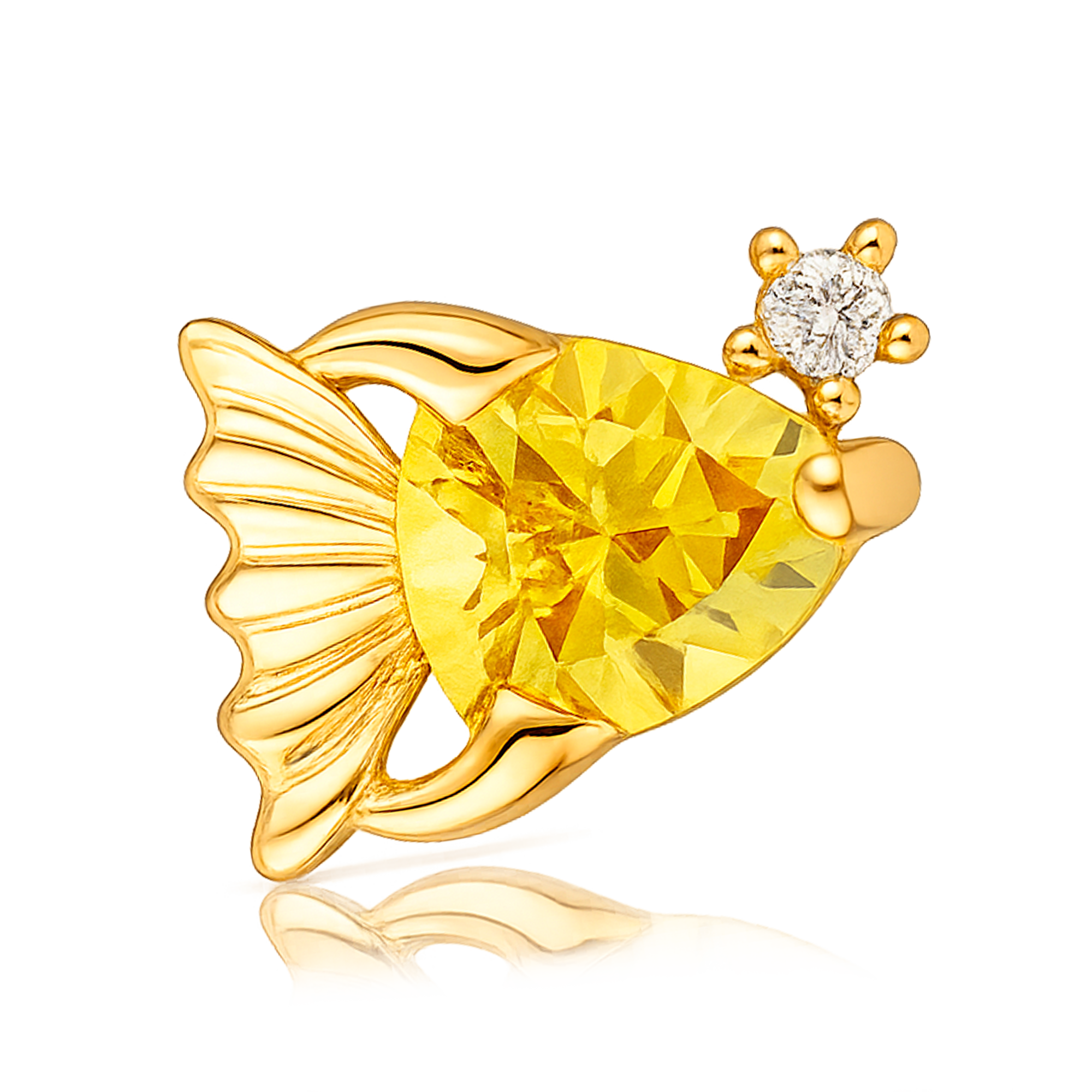 Pendiente Mini Yellow Fish Oro