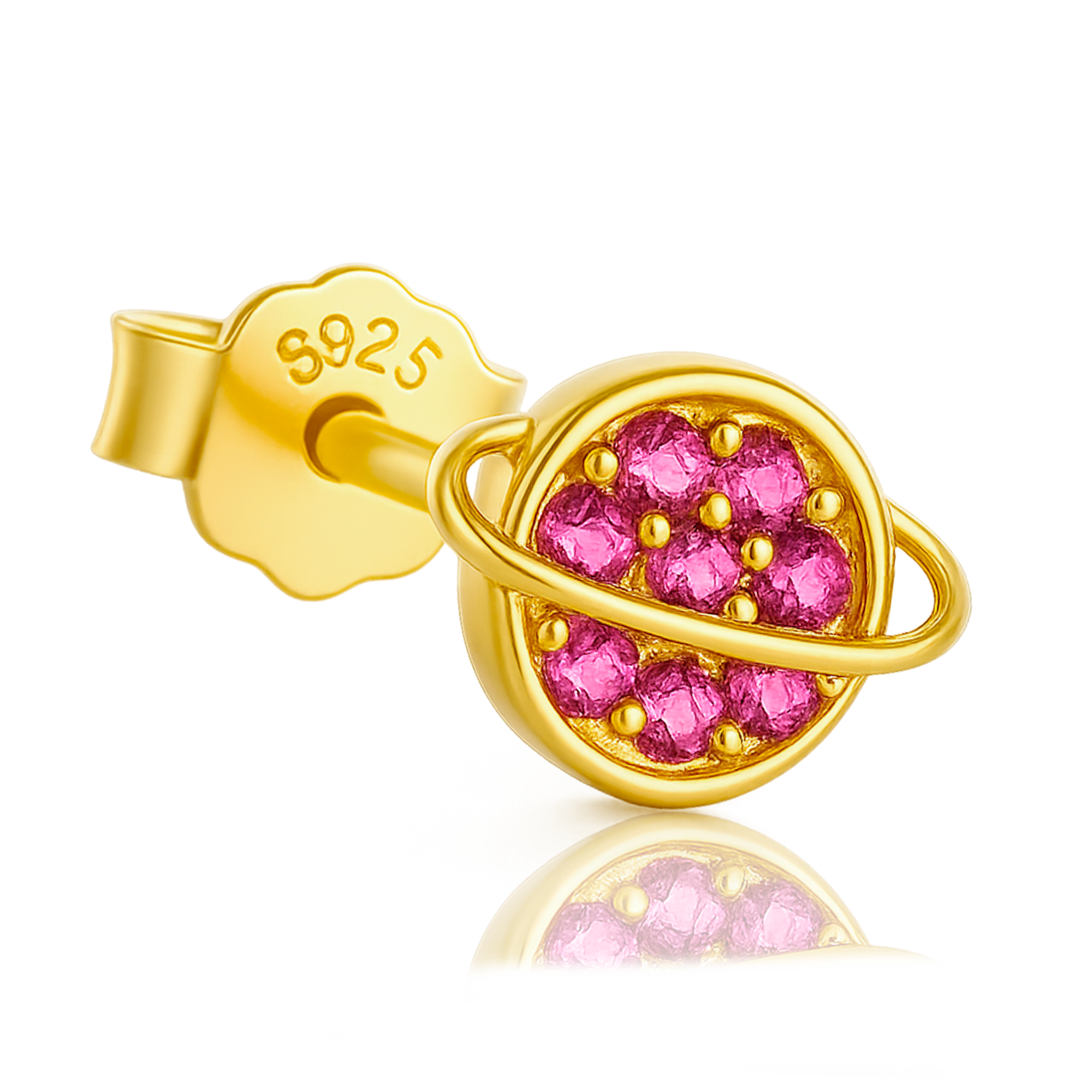 Pendiente Planeta Rosa Oro