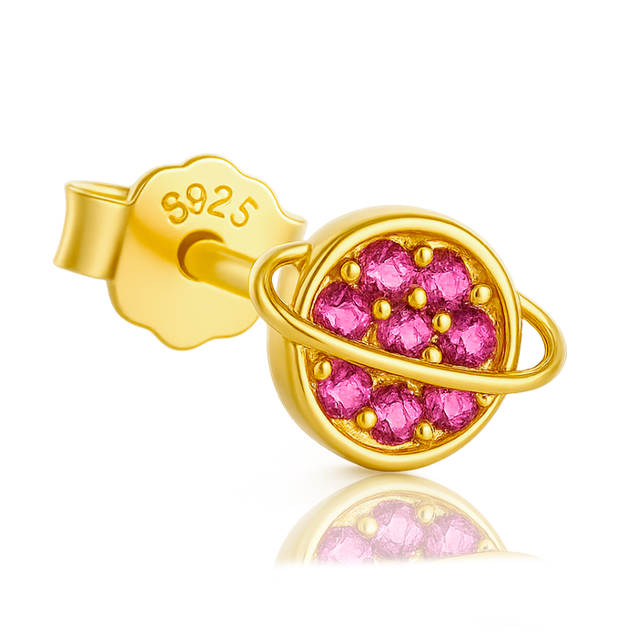 Pendiente Planeta Rosa Oro