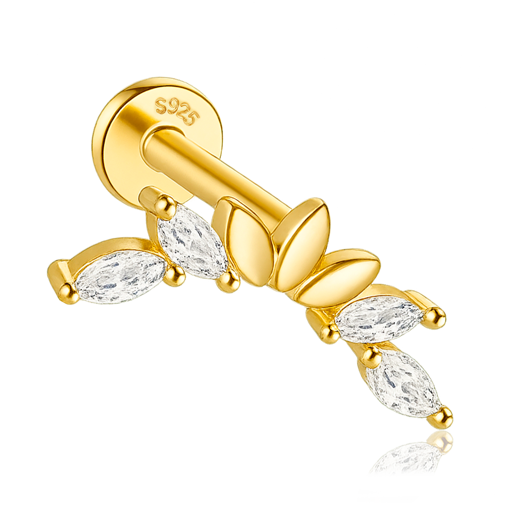 Pendiente White Leaves Oro