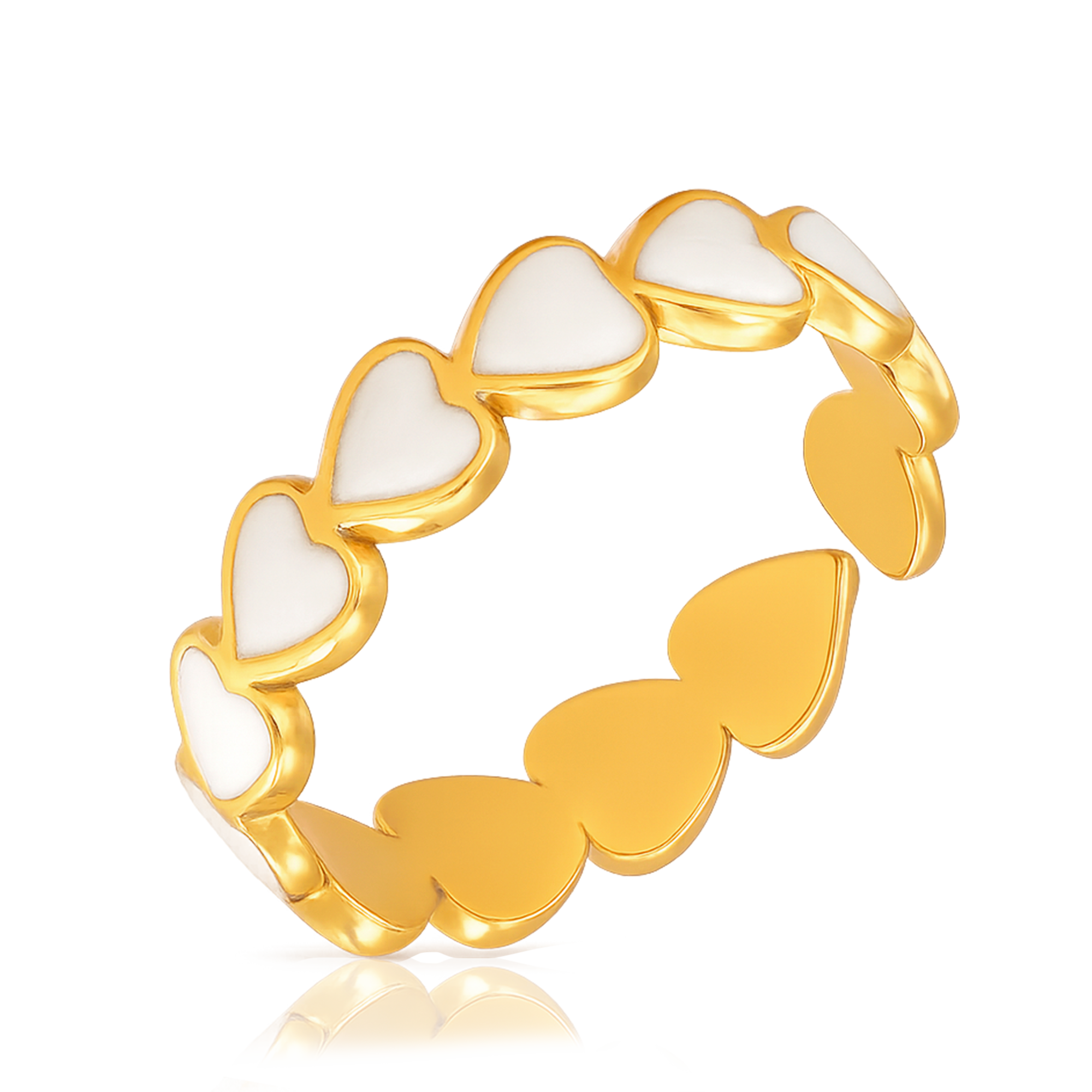 Anillo Corazones White Drip Oro