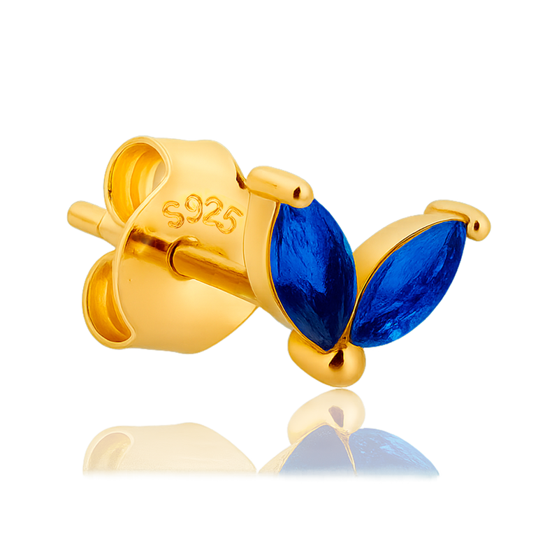Pendiente Blossom Azul Oro