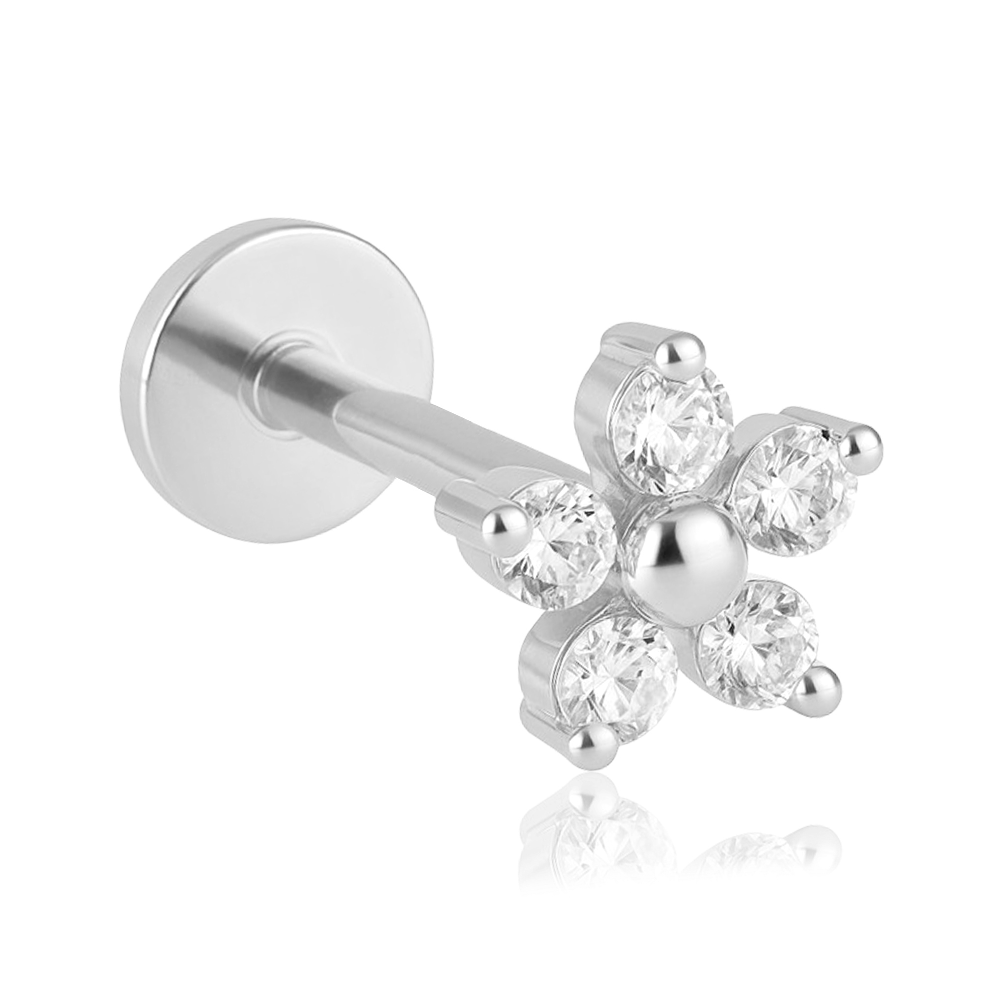 Pendiente White Daisy Plata