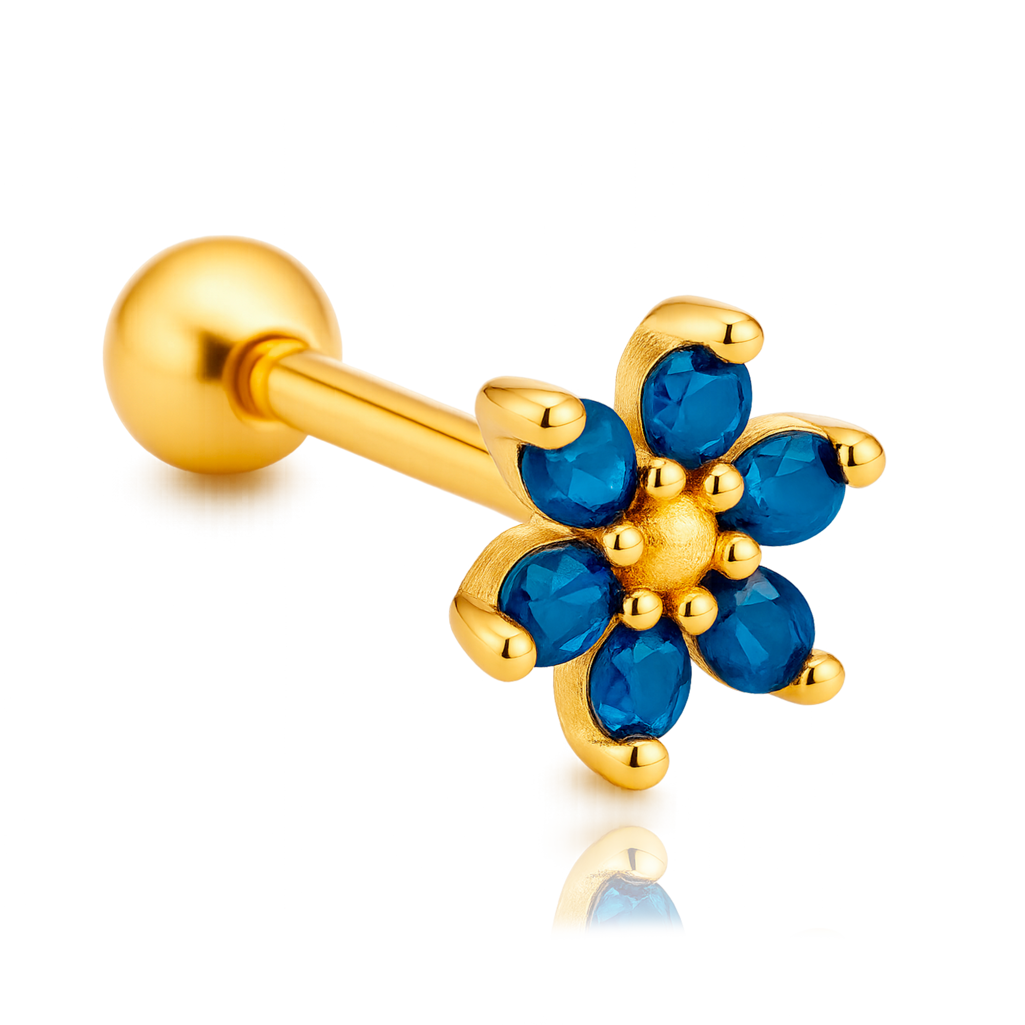 Pendiente Pétalos de Zafiro Oro