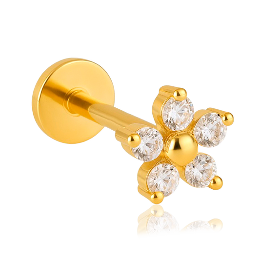Pendiente White Daisy Oro
