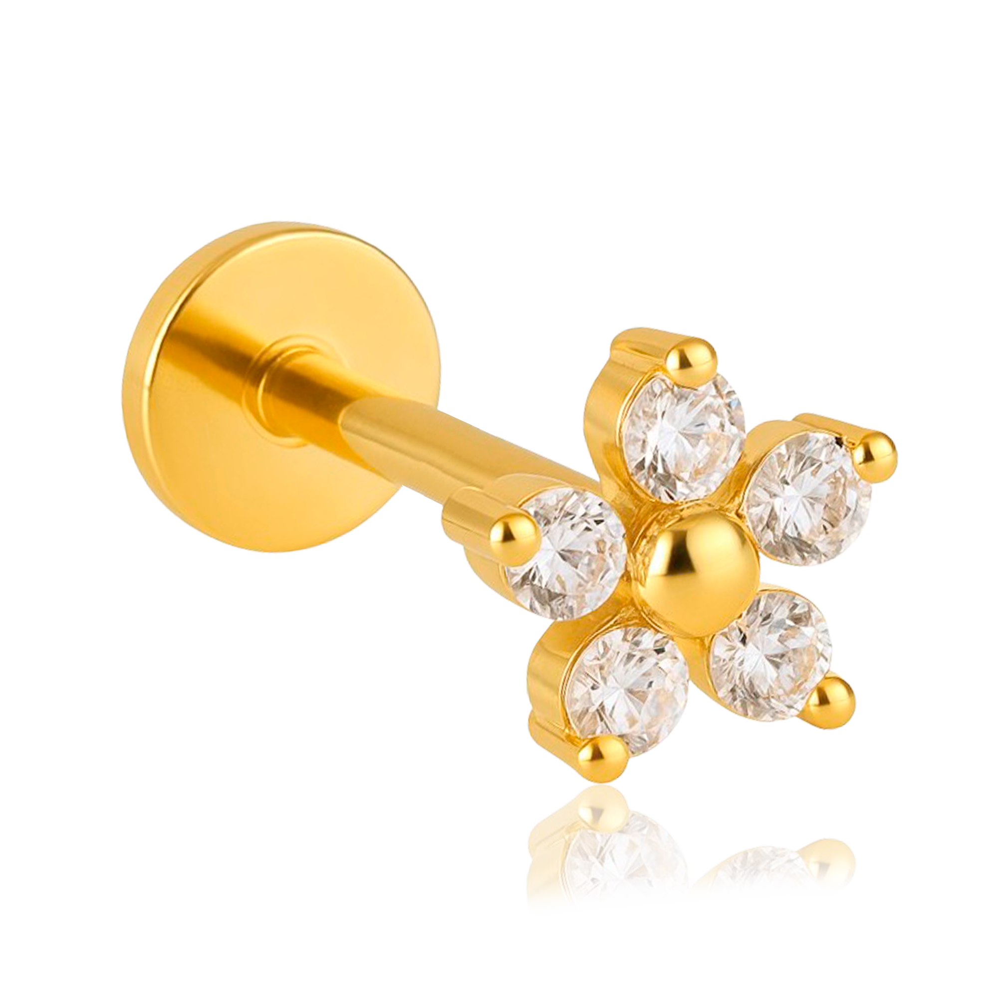 Pendiente White Daisy Oro