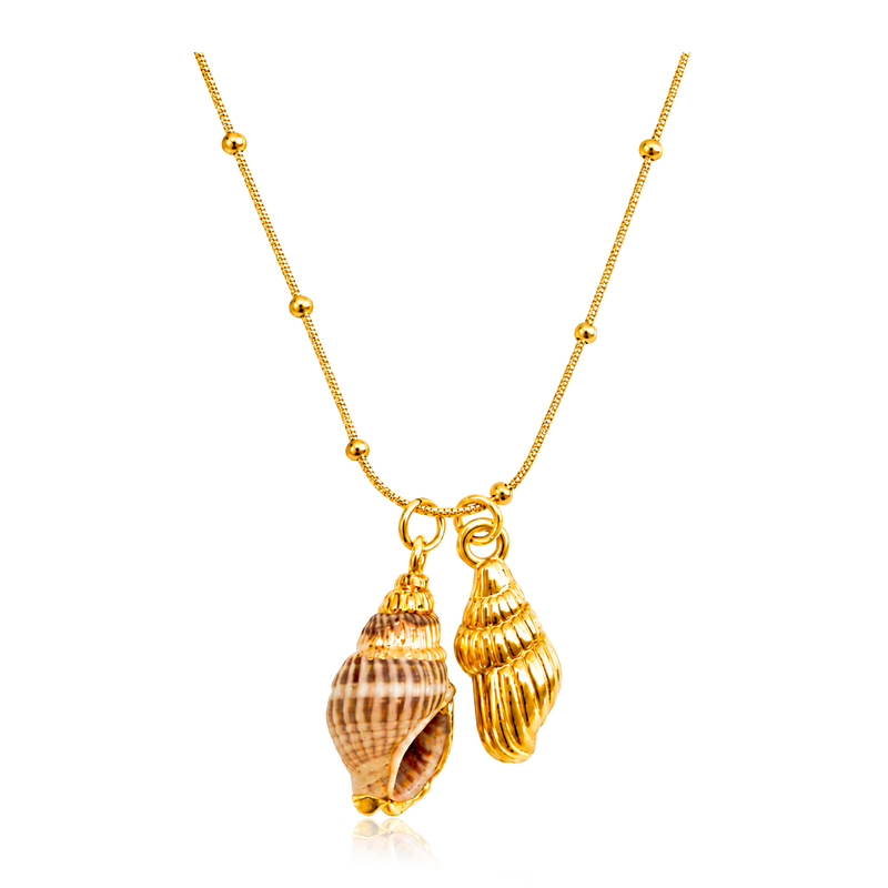 Collar Oceana Caracola Marina Natural Oro
