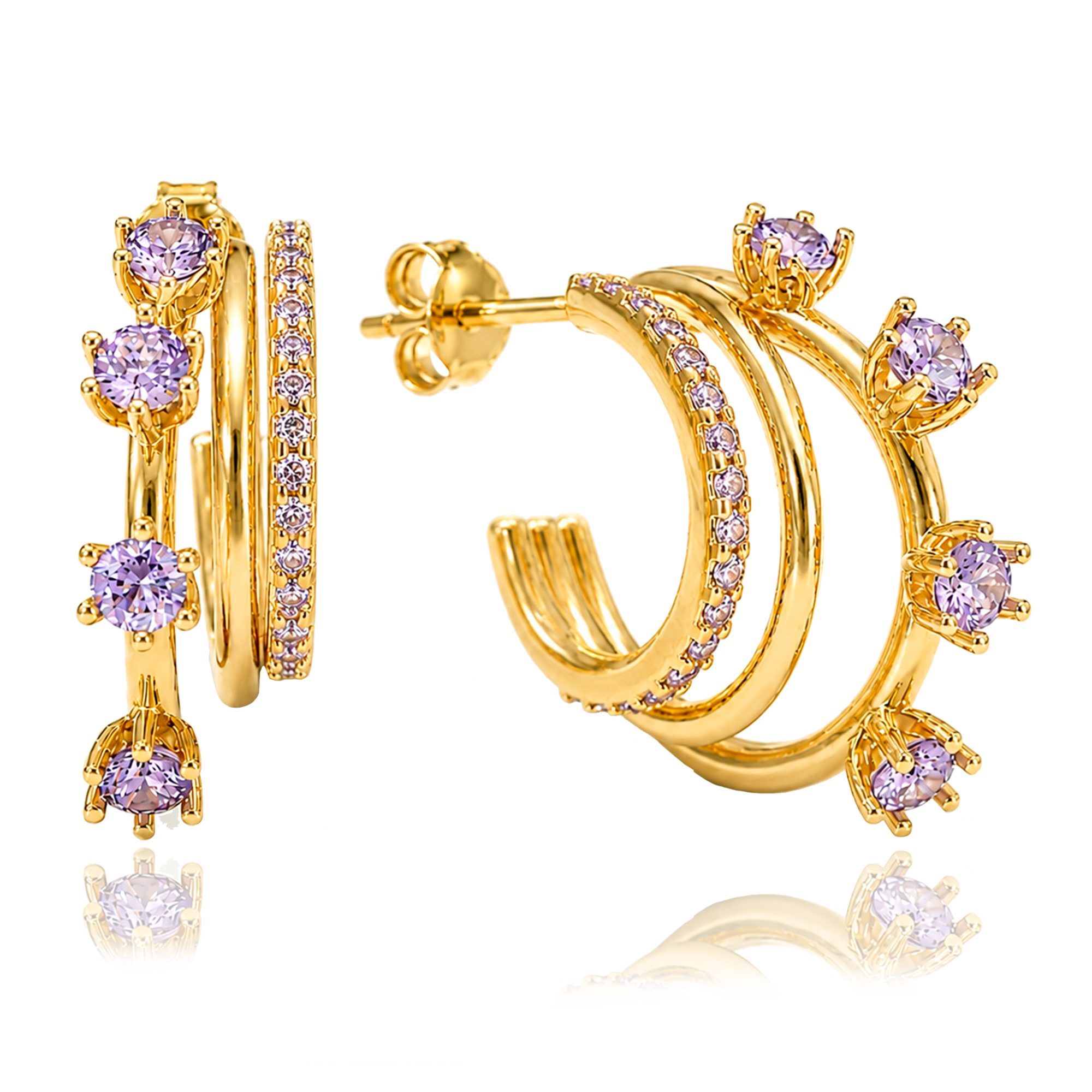Aros Triple Aura Lila Oro