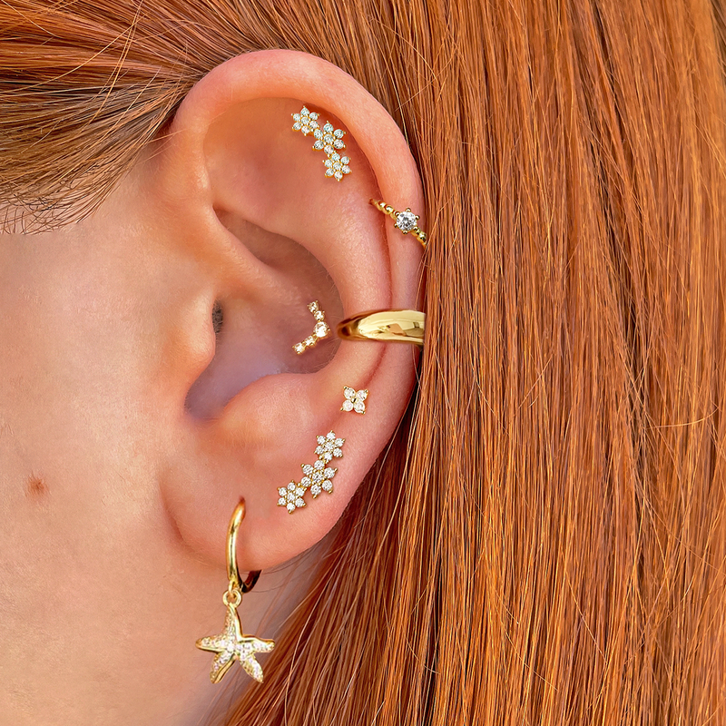Aros Lis Blanco Oro