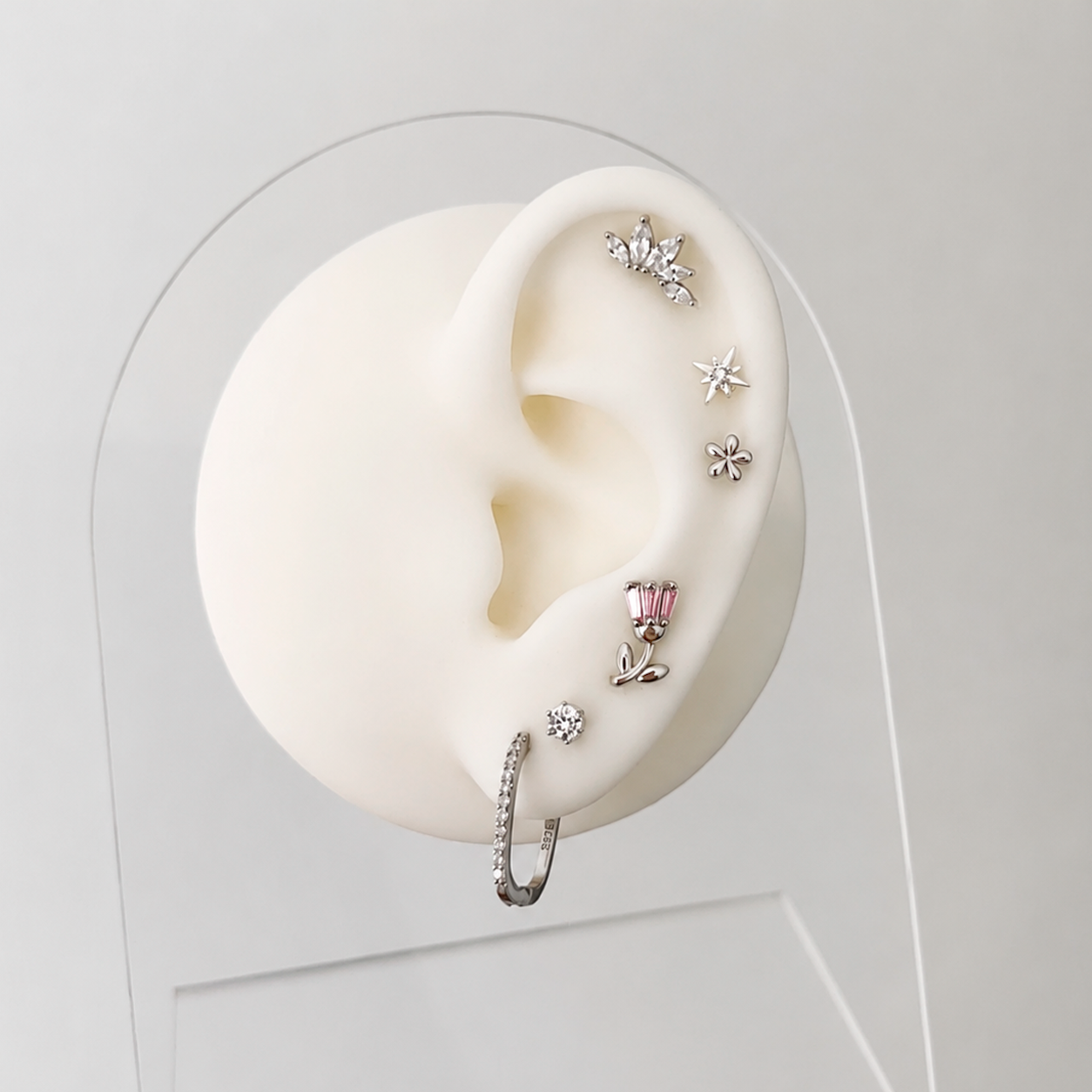 Pendiente Mini Brillo Plata - 3mm