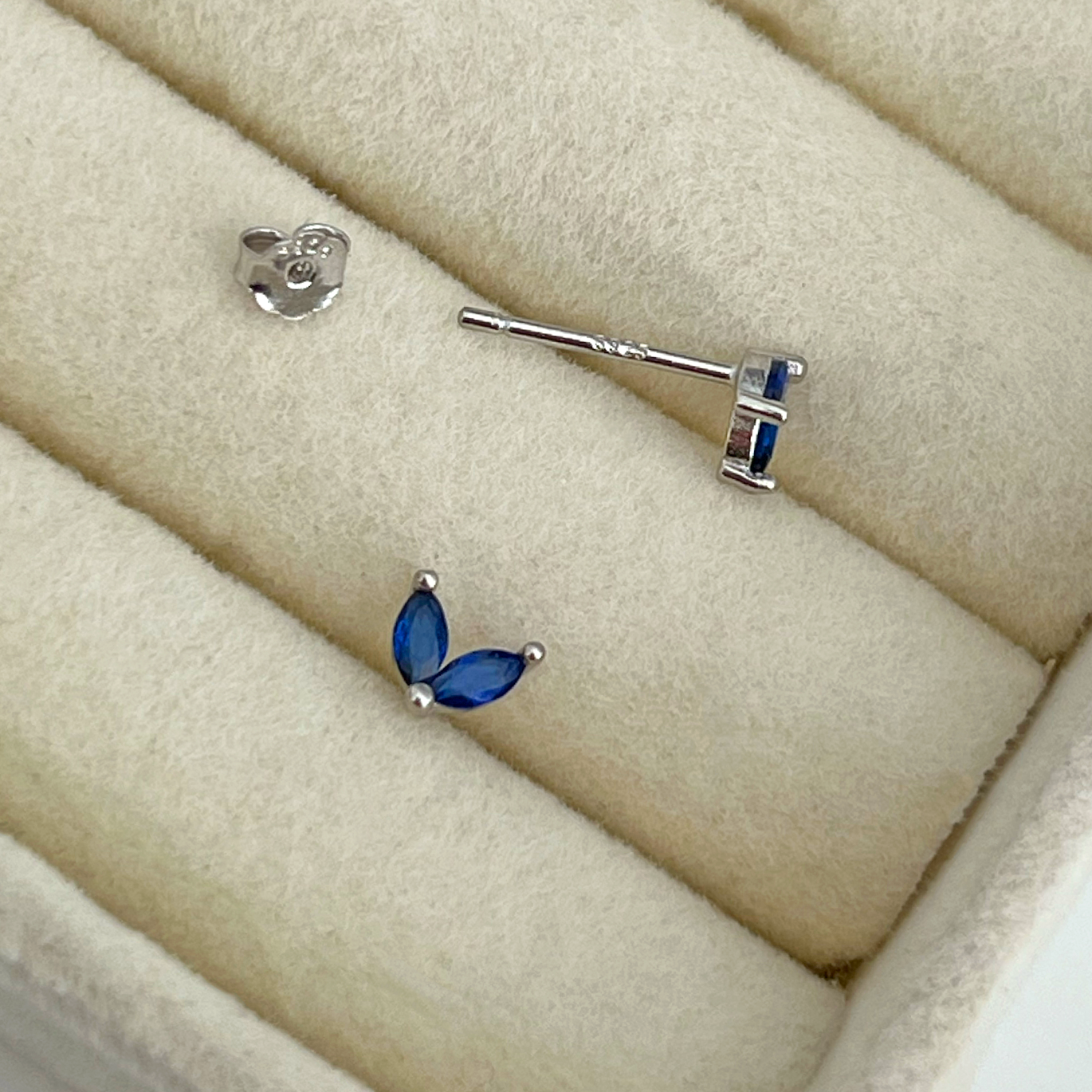 Pendiente Blossom Azul Plata