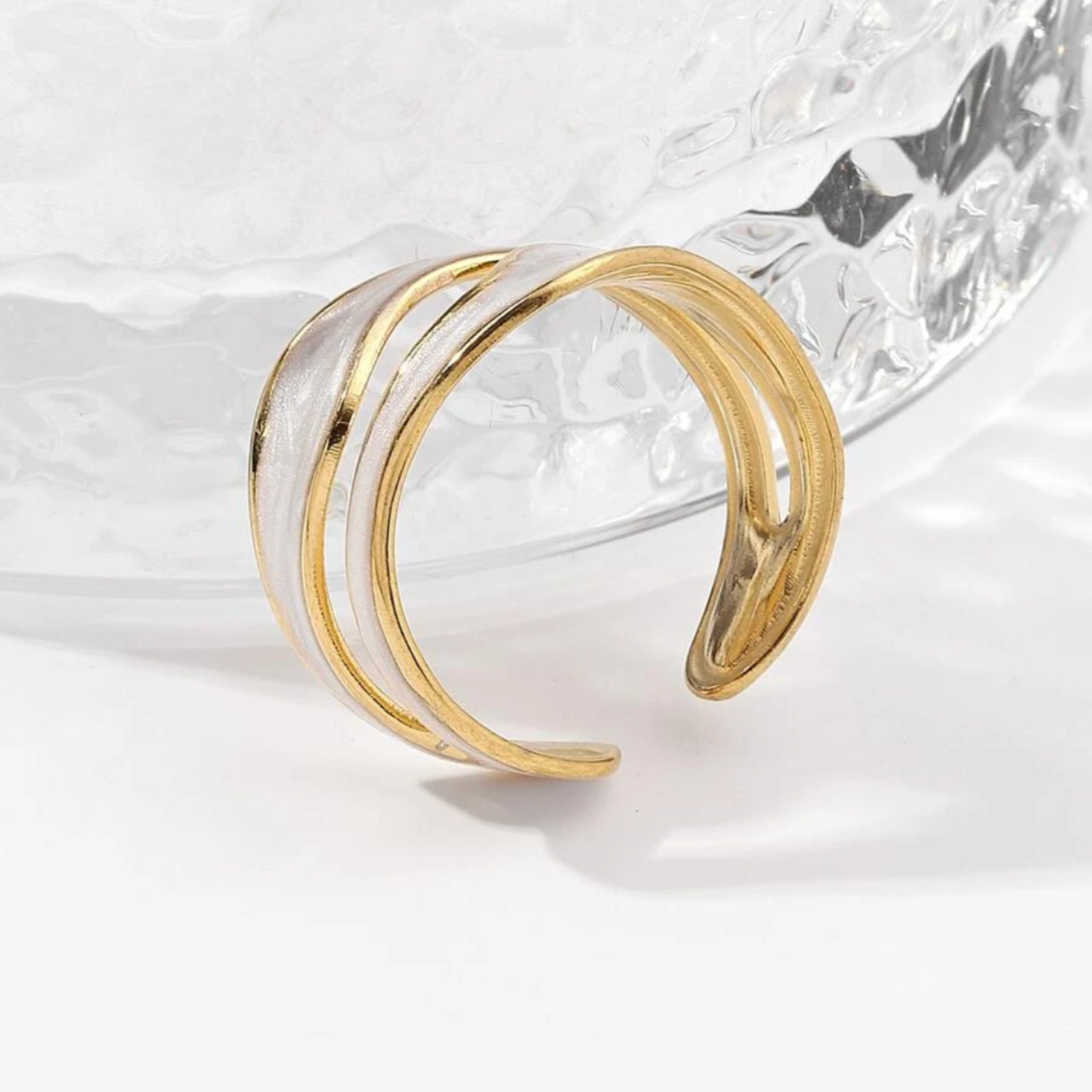 Anillo White Drip Oro