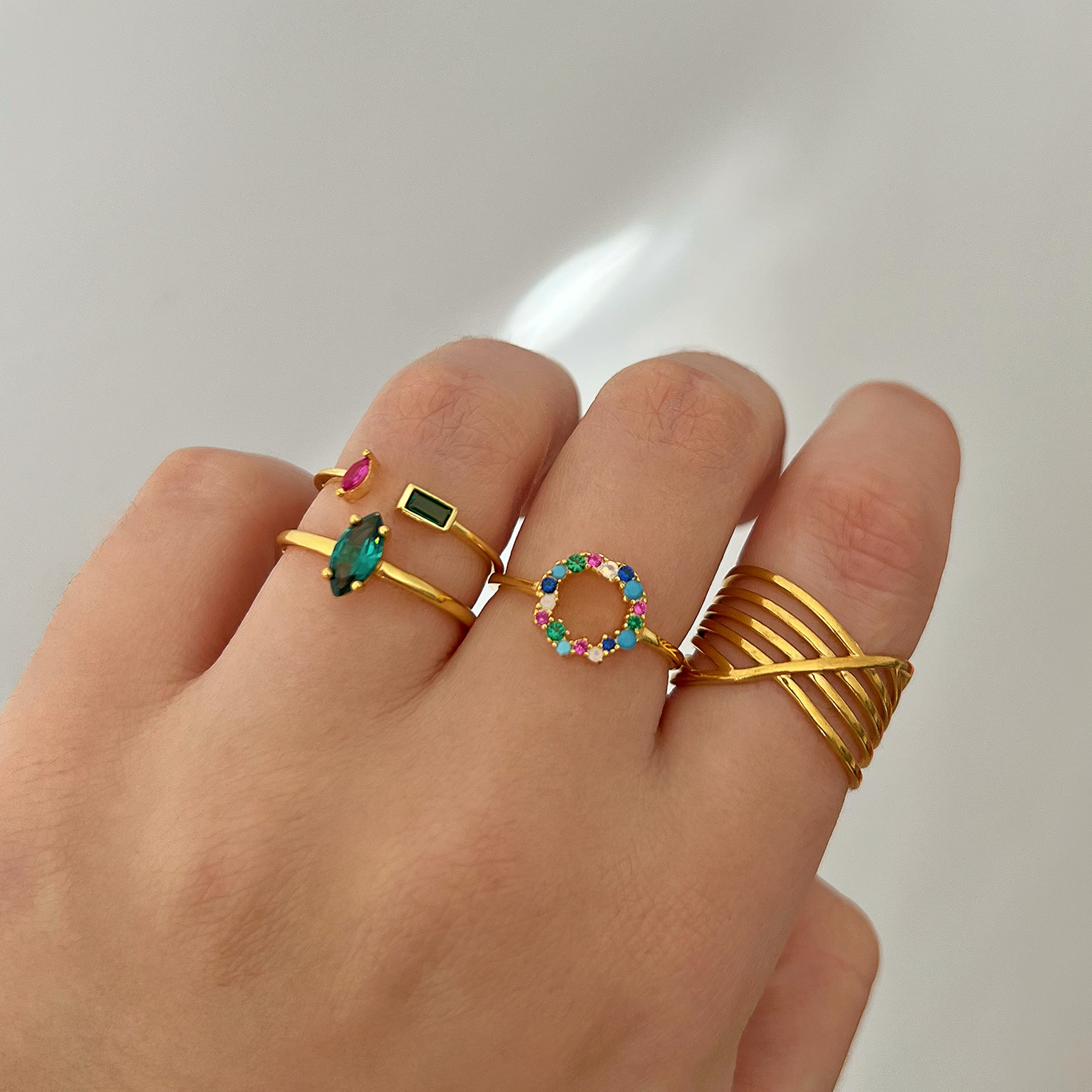 Anillo Deyn Green Oro