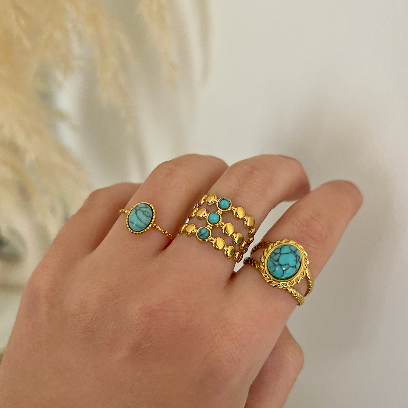 Anillo Turquesa Vintage Oro