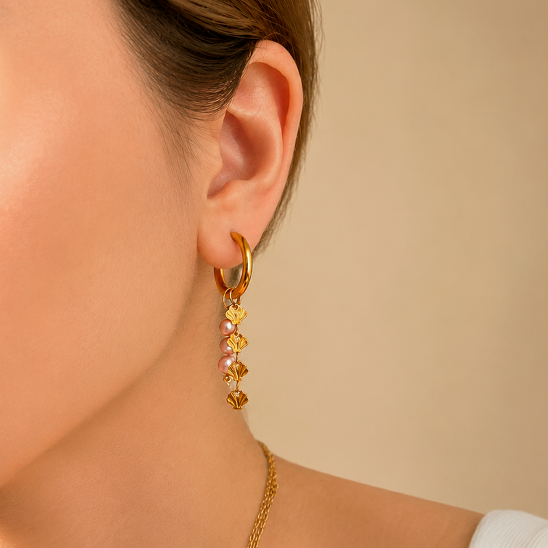 Aros Medium Basic Shells y Perla Oro