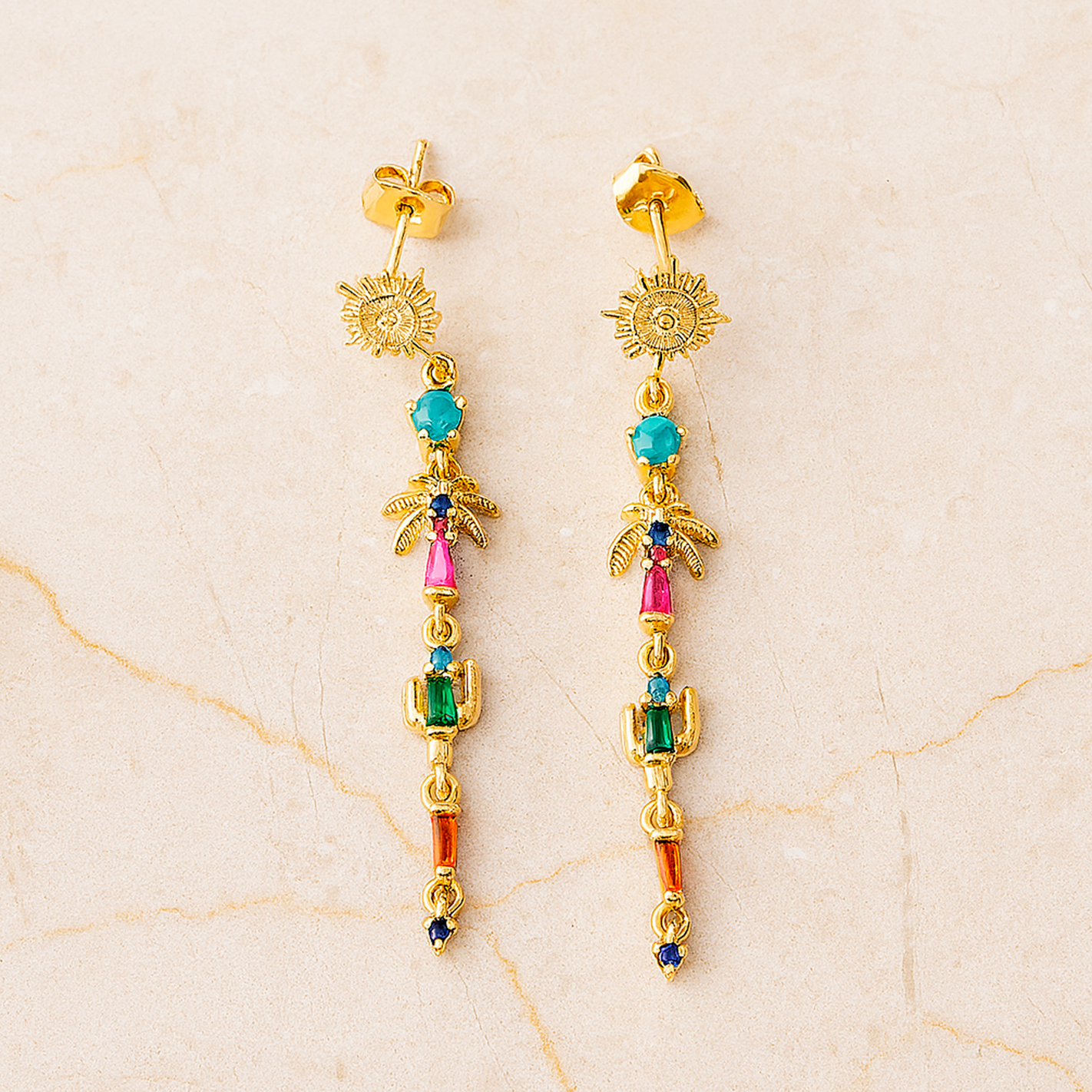 Pendientes Oasis del Desierto Oro