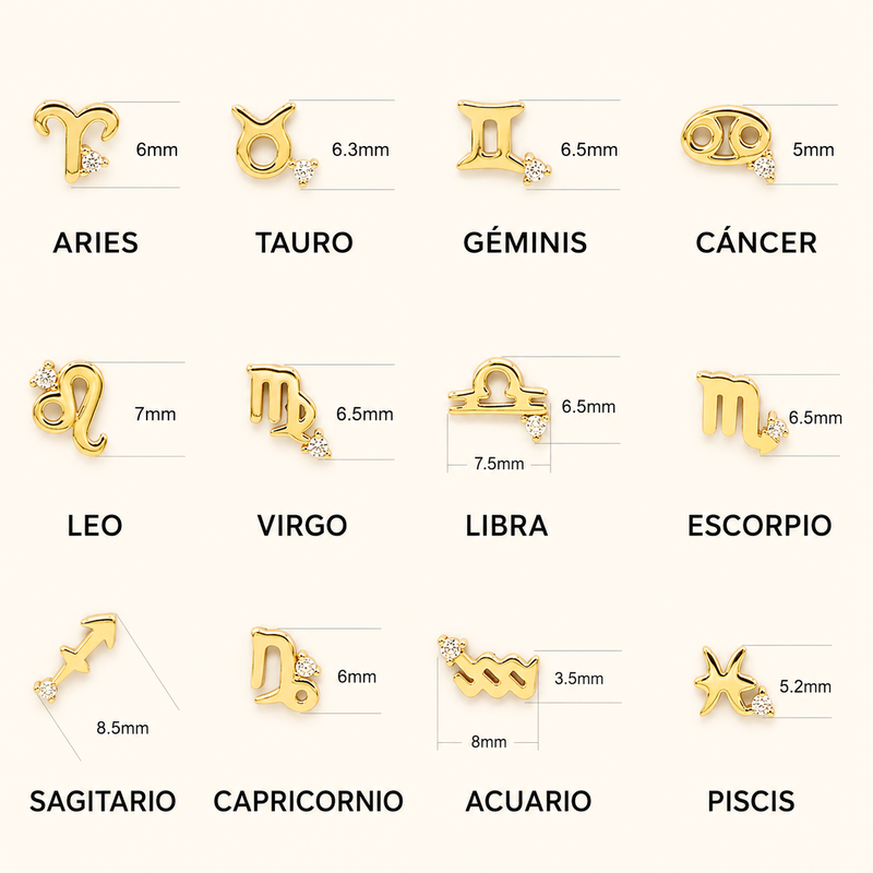 Pendiente Mini Zodiaco Oro