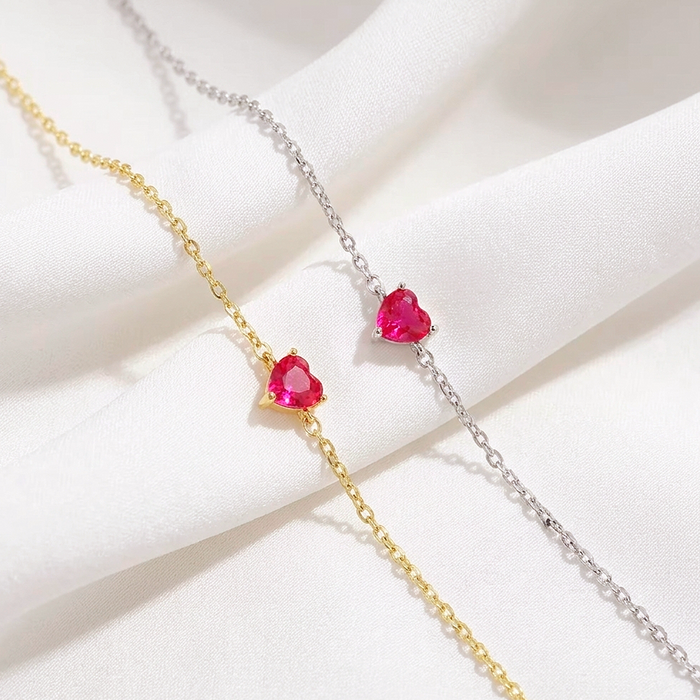 Pulsera Pink Heart Plata