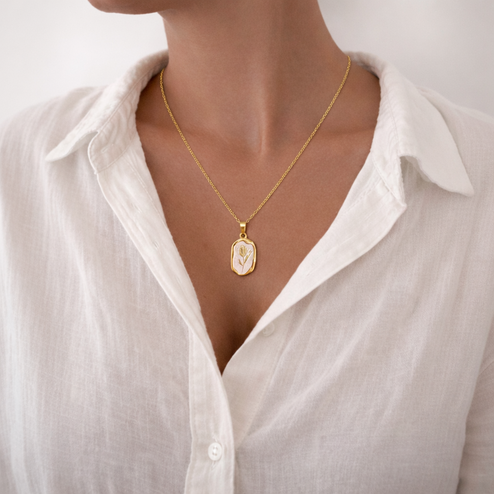 Collar Tulipán Blanco Oro