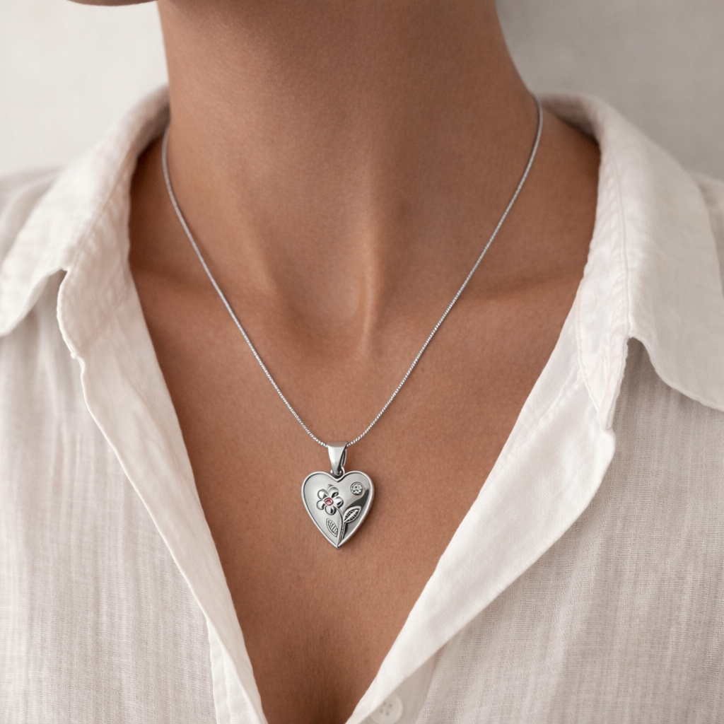 Collar Heart Bloom Plata