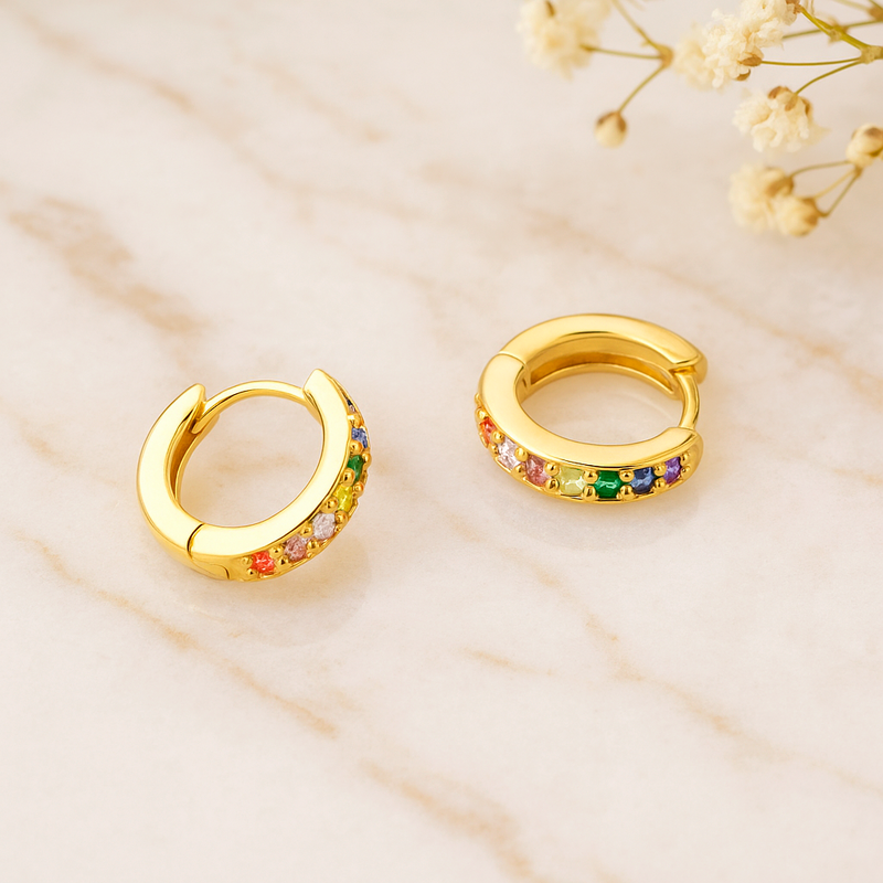 Orecchini Mini Arcobaleno Oro - 7mm