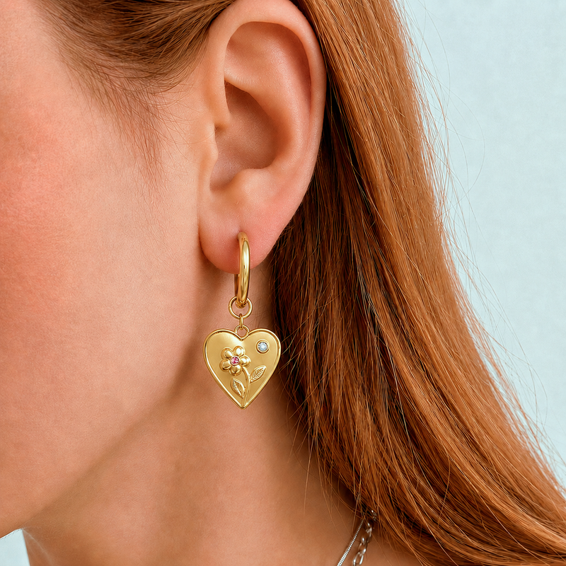 Aros Medium Basic Heart Bloom Oro