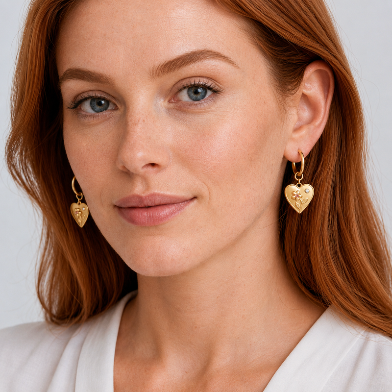 Aros Medium Basic Heart Bloom Oro