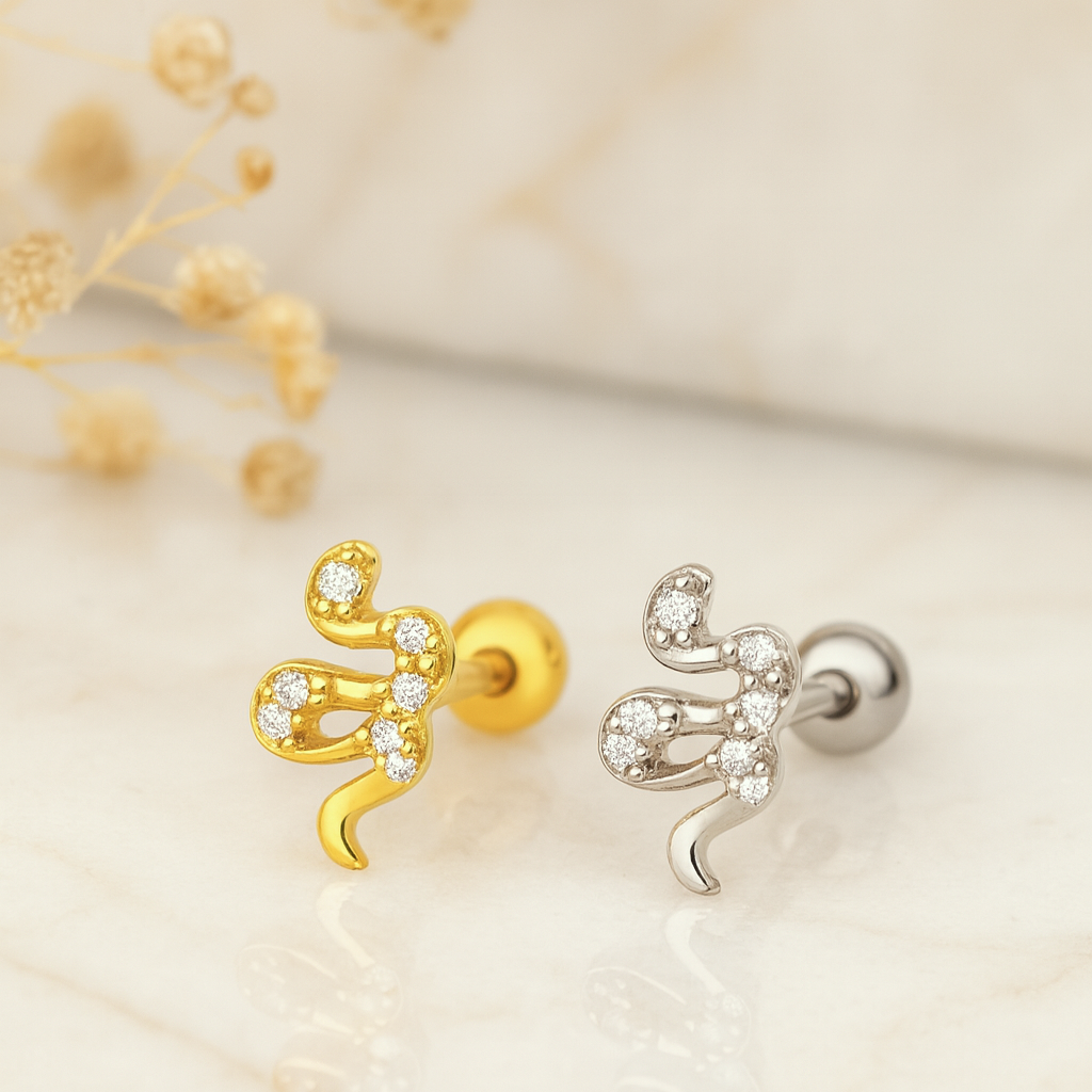 Pendiente Mini Shiny Snake Plata