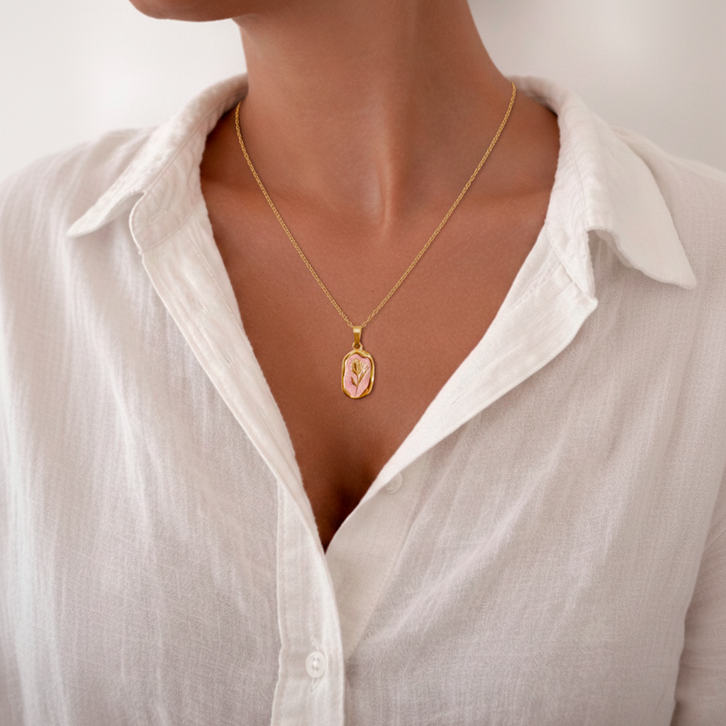 Collar Tulipán Rosa Oro