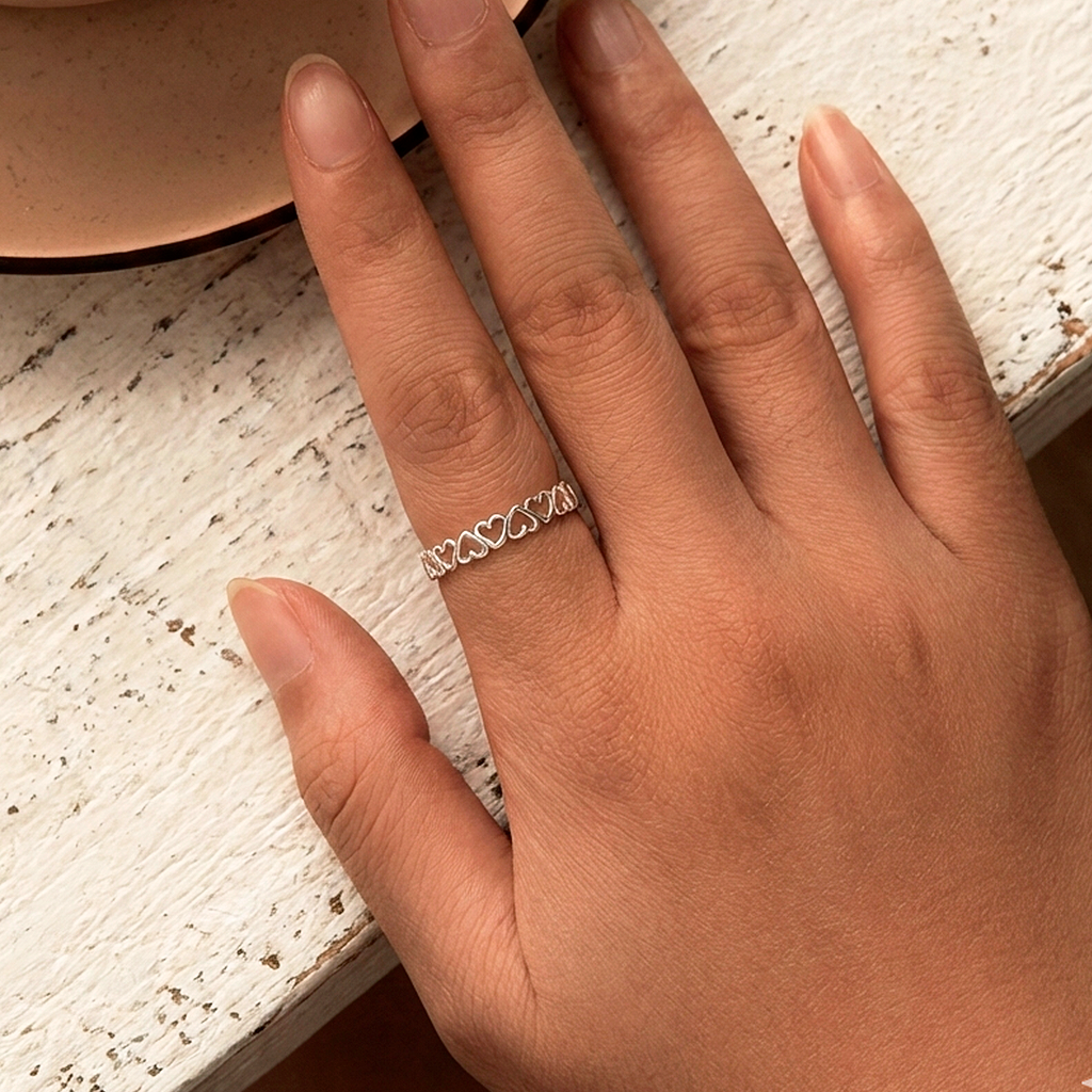 Anillo Corazones Plata