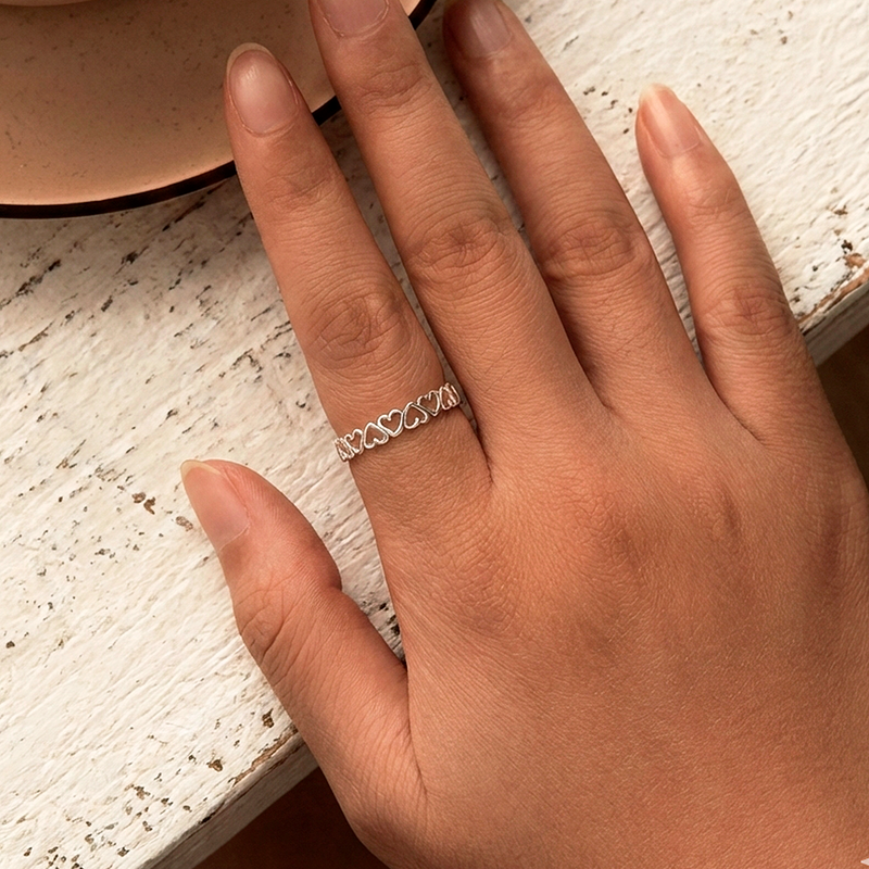 Silver Hearts Ring 