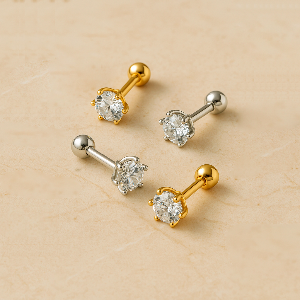 Pendiente Mini Brillo Plata - 3mm