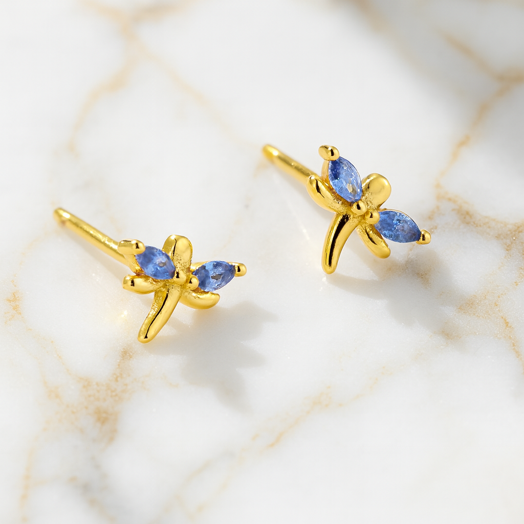Pendientes Blue Libélula Oro