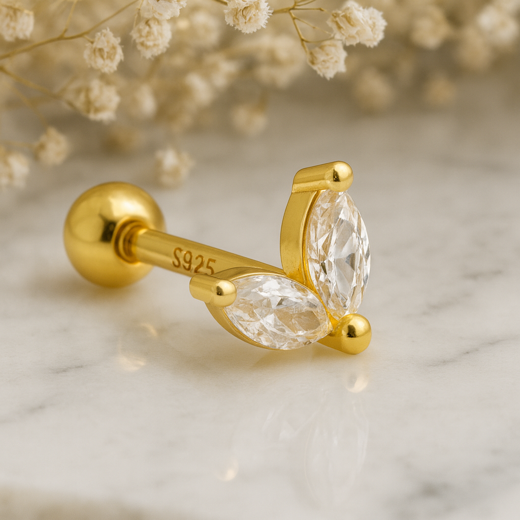 Pendiente Blossom Blanco Oro