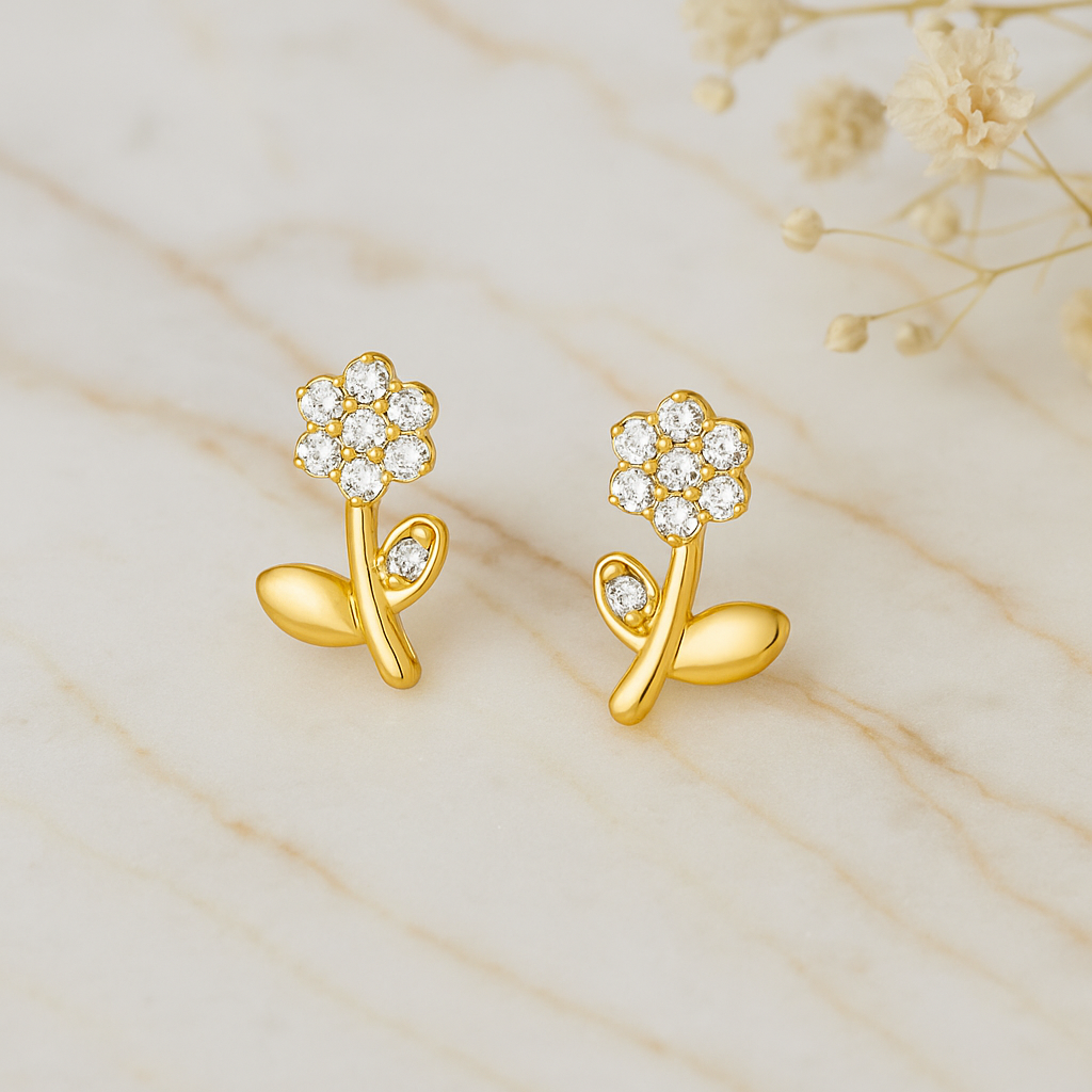 Pendientes Shiny Daisy Oro