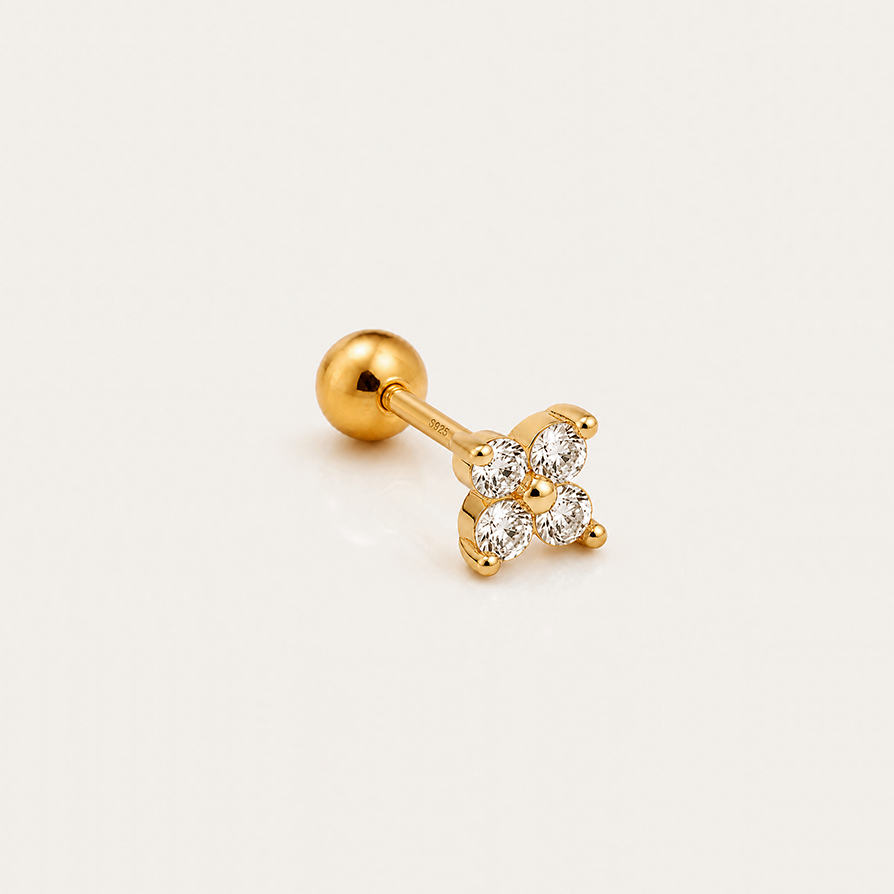 Mini White Flower Earring
