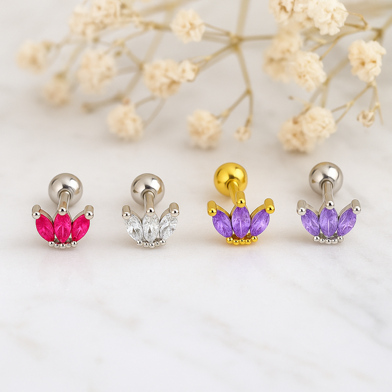 Pendiente Tulipán Lila Plata