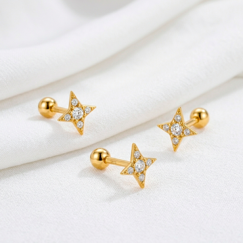 Pendiente Shiny Star Oro