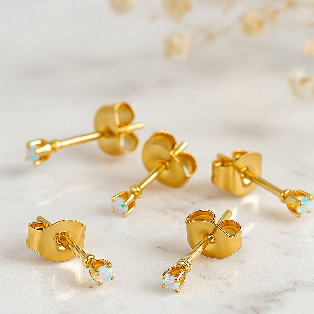 Pendiente Brillo Iridiscente Oro - 2mm