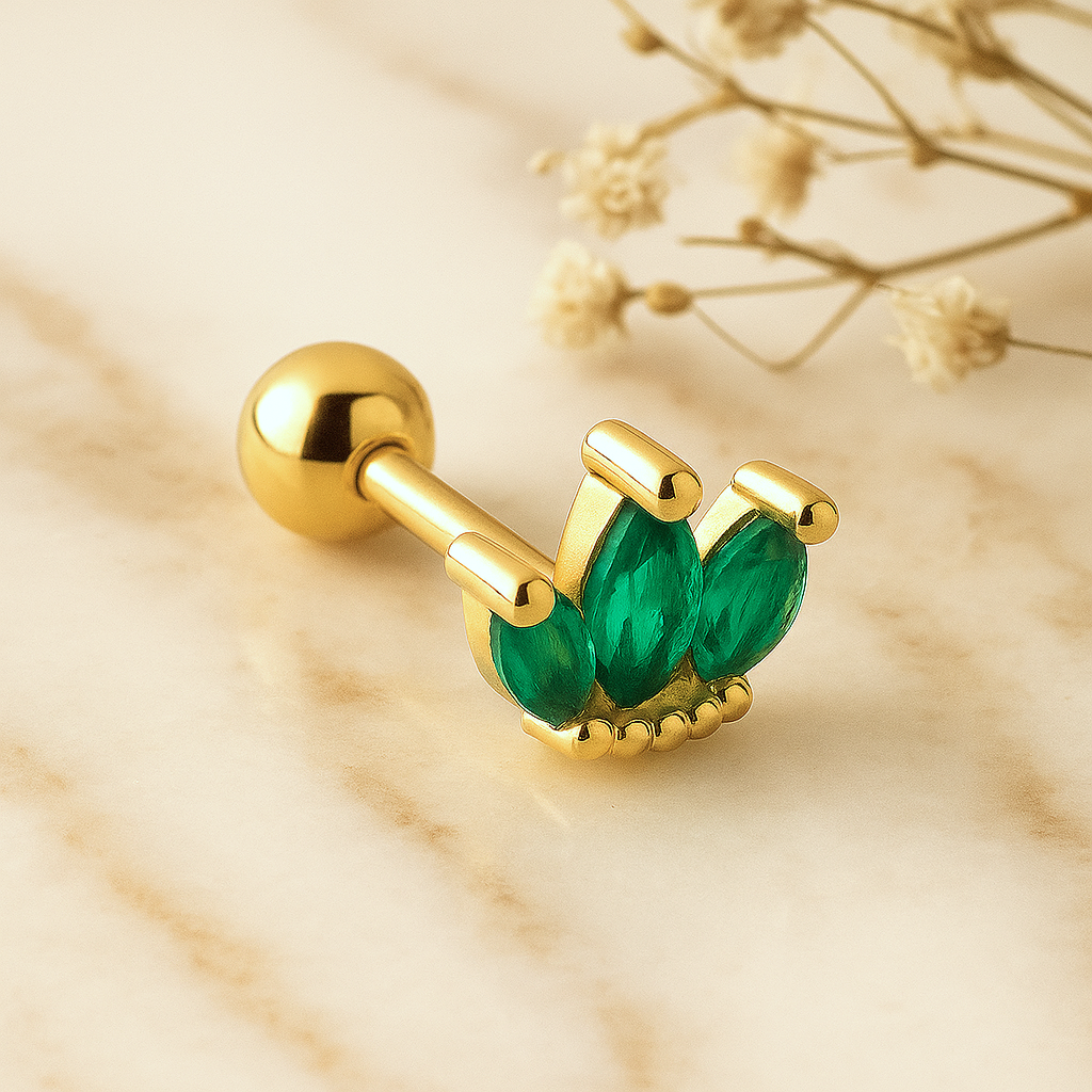 Pendiente Tulipán Verde Oro