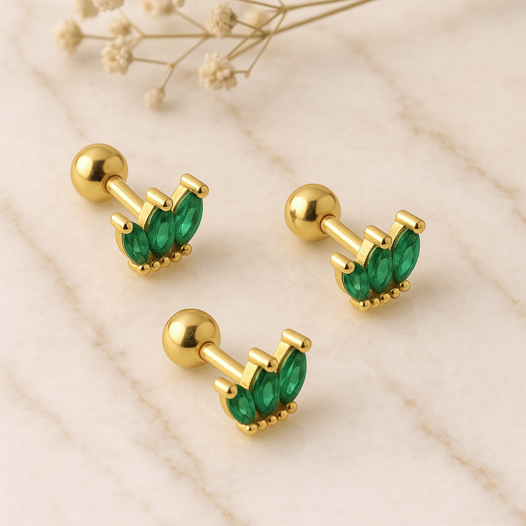 Pendiente Tulipán Verde Oro