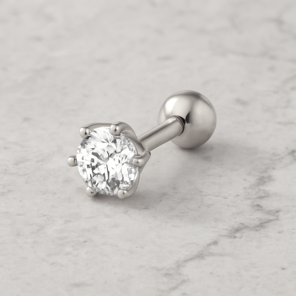 Pendiente Mini Brillo Plata - 3mm