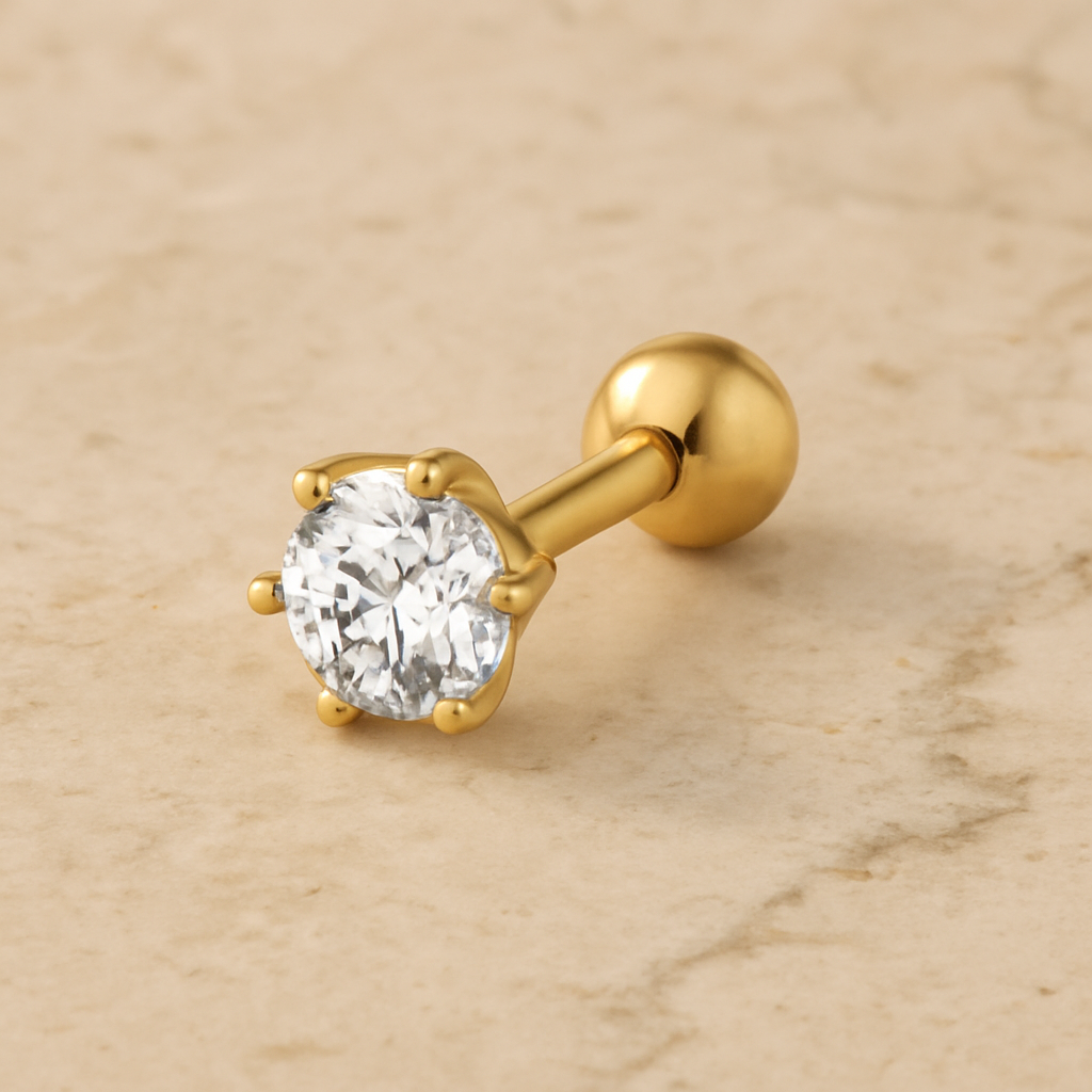 Pendiente Mini Brillo Oro - 3mm