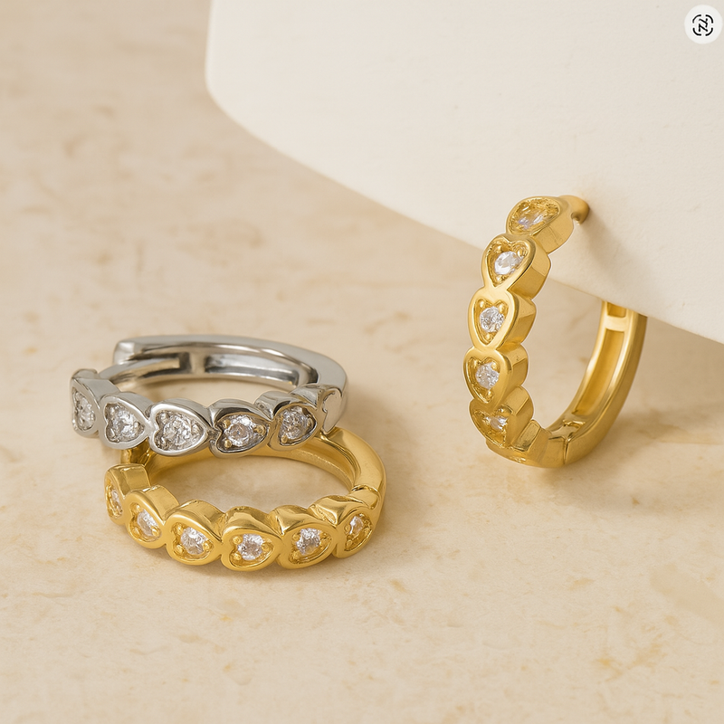 Aros Mini Corazones Plata