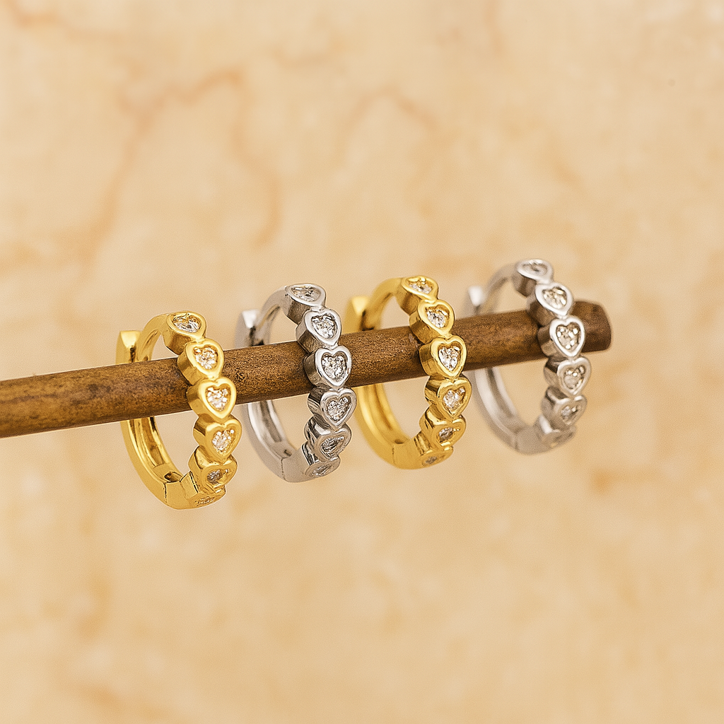 Aros Mini Corazones Oro