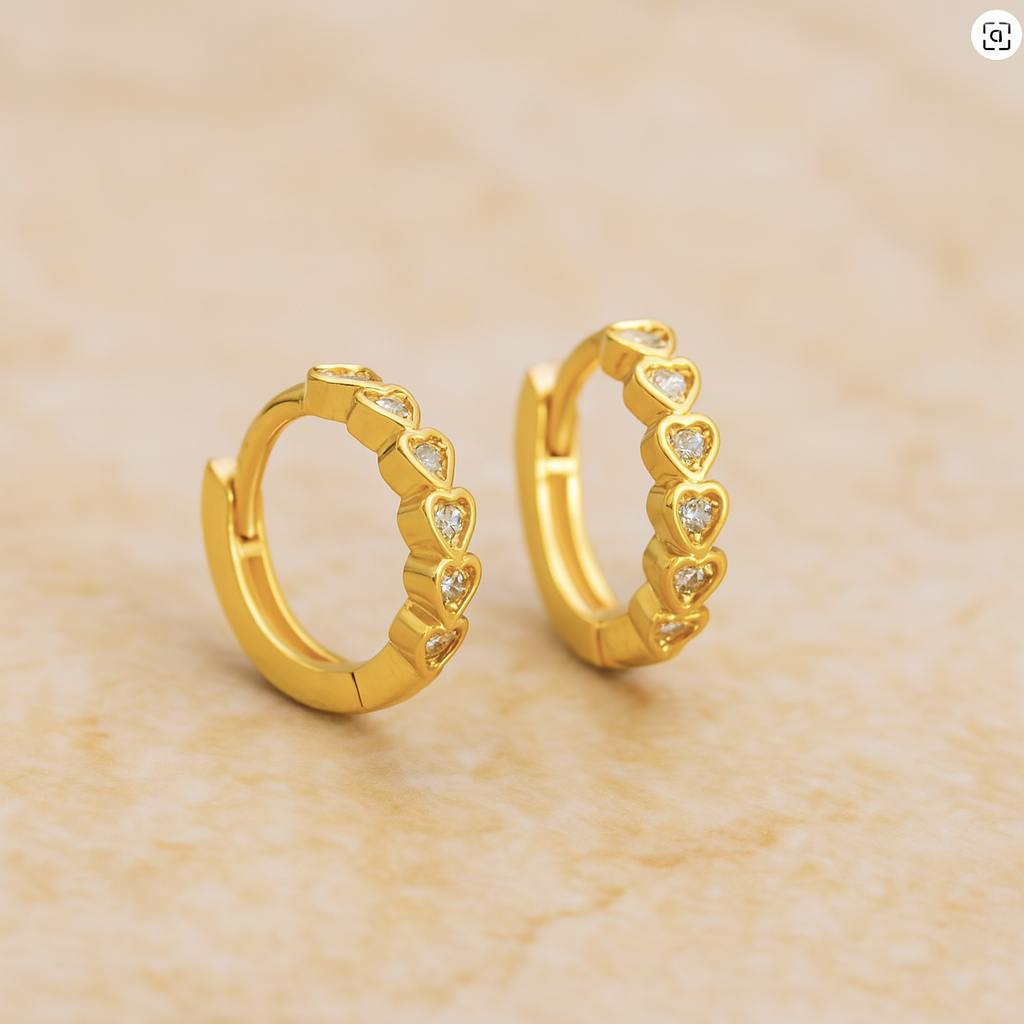 Aros Mini Corazones Oro