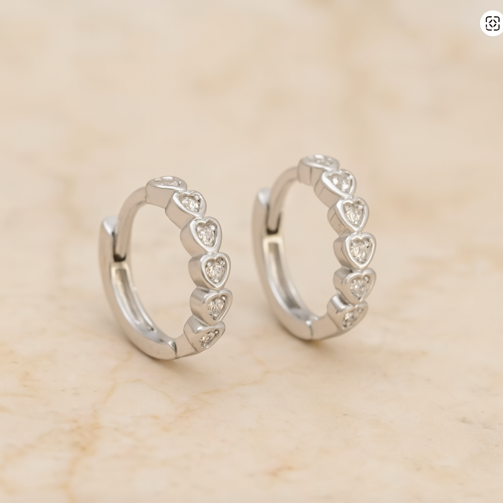 Aros Mini Corazones Plata