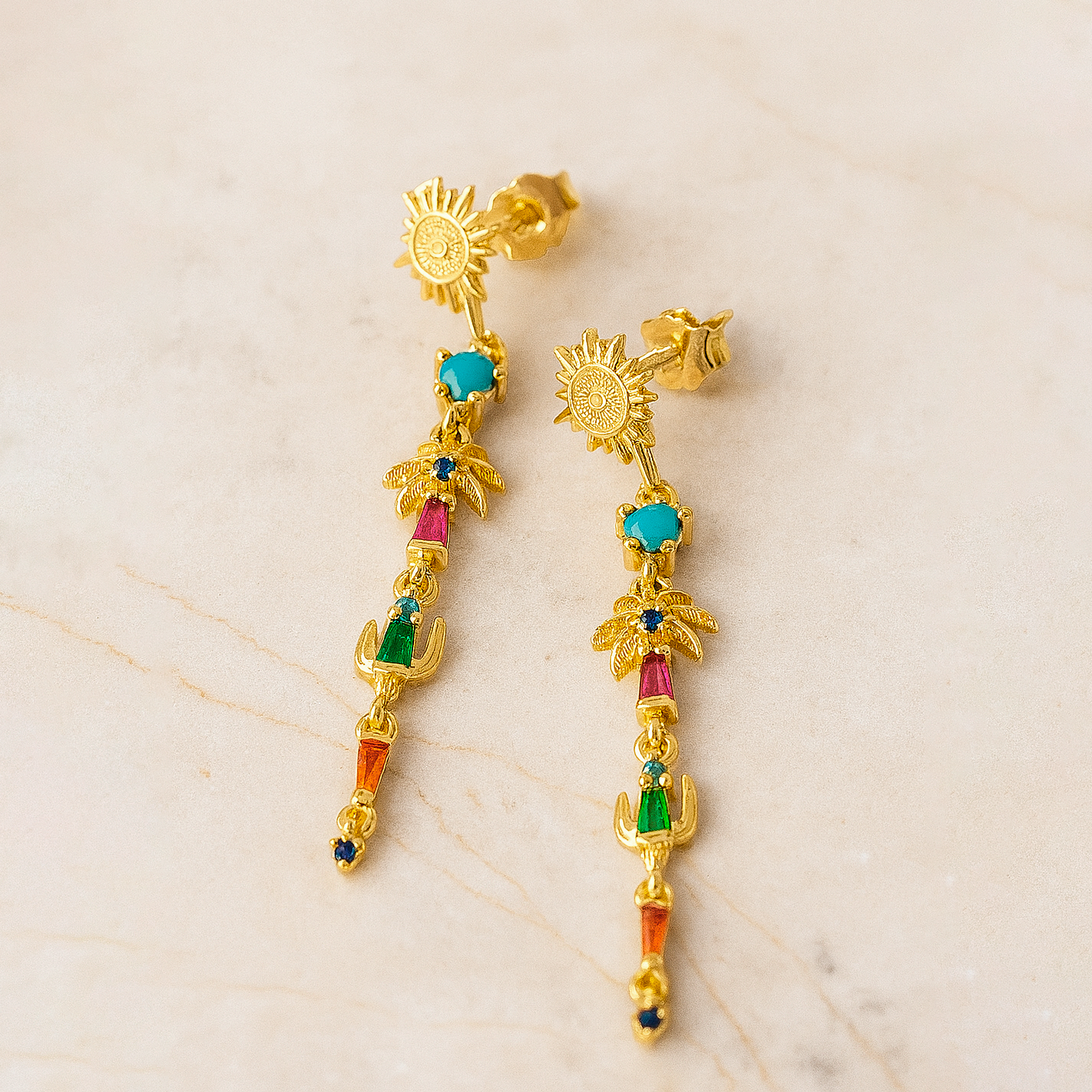 Pendientes Oasis del Desierto Oro